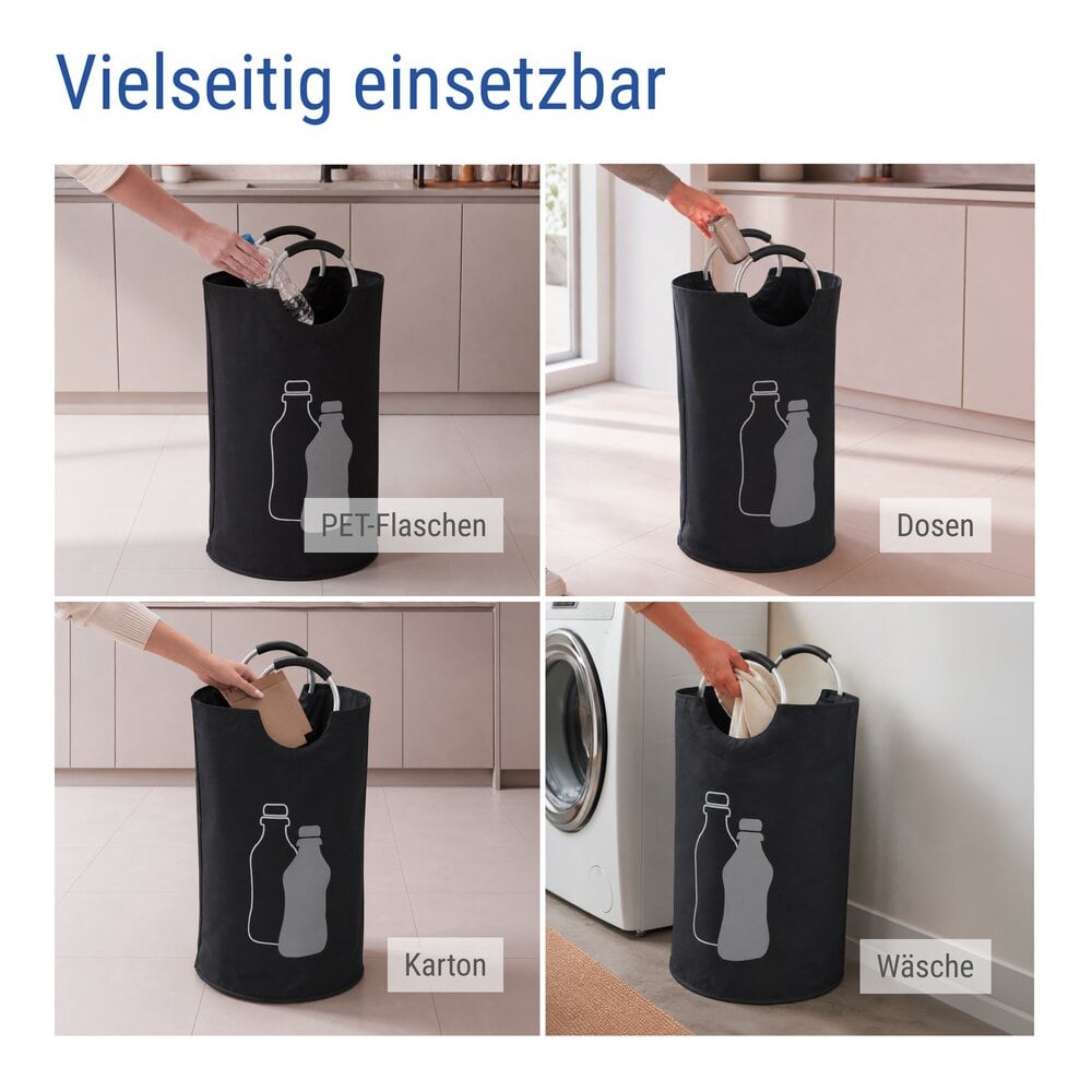 Flaschensammler Mod. Jumbo 69 L, Schwarz Pfandflaschen Sammelbehälter aus Polyester