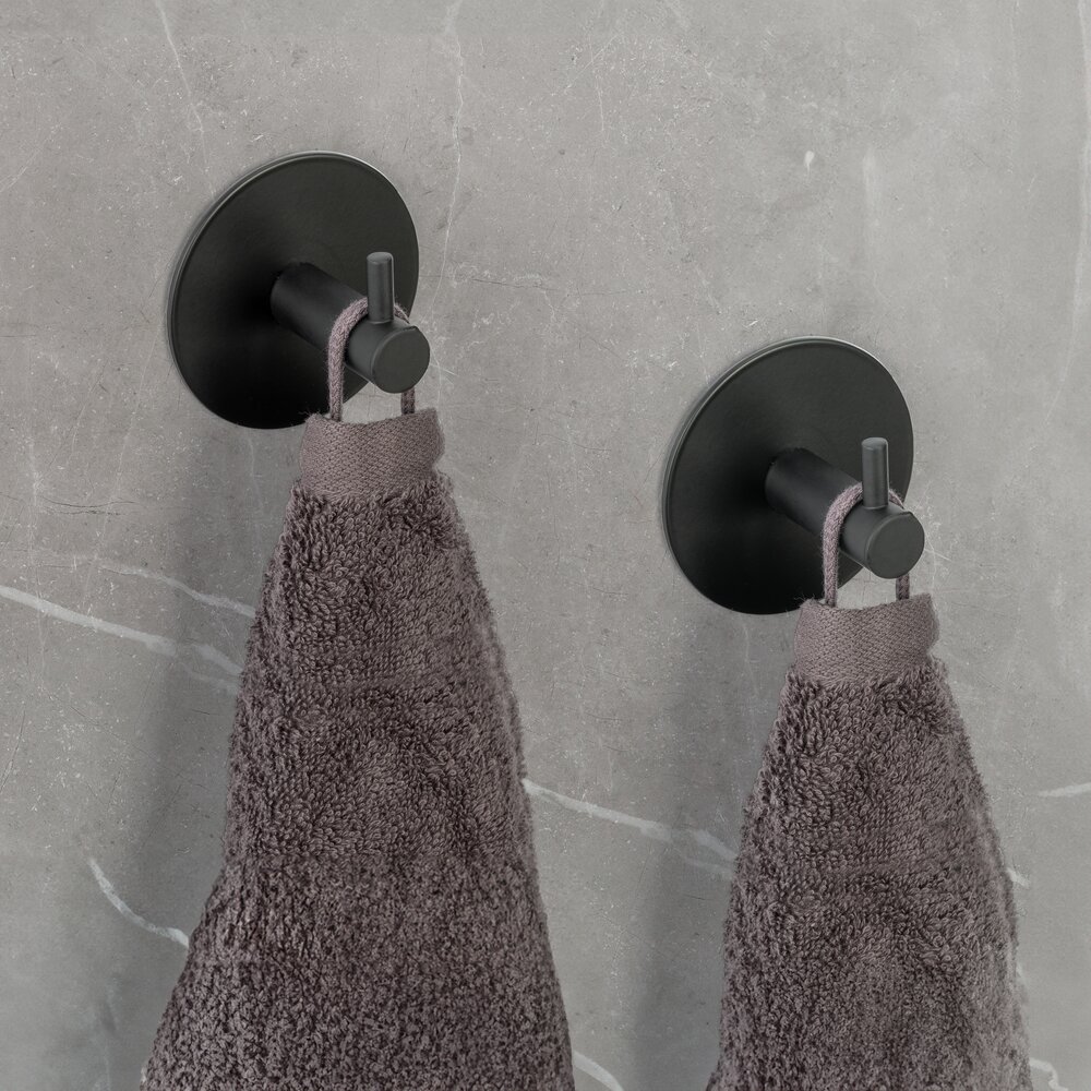 Wandhaken Uno Mod. MELETO, Schwarz  2er Set