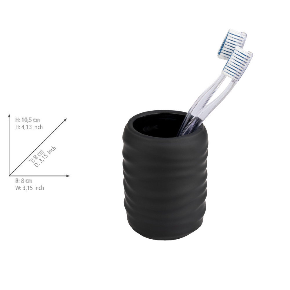 Set bain Mod. Illana, noir, céramique, Ø 8,5x17 cm, soft-touch  revêtement soft-touch, contenance 0,4 l