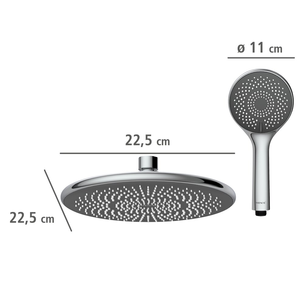 Waterbesparend chromen douchesysteem