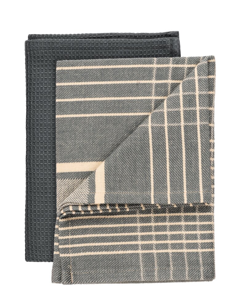 Torchon à vaisselle Mod. Tito, gris, coton, 45x65 cm, lot de 2  séchage rapide et très absorbant