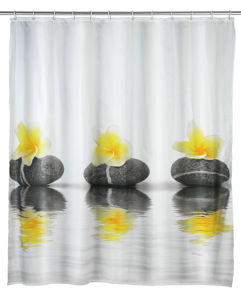 Rideau de douche Stones with Flower  lavable, 180 x 200 cm