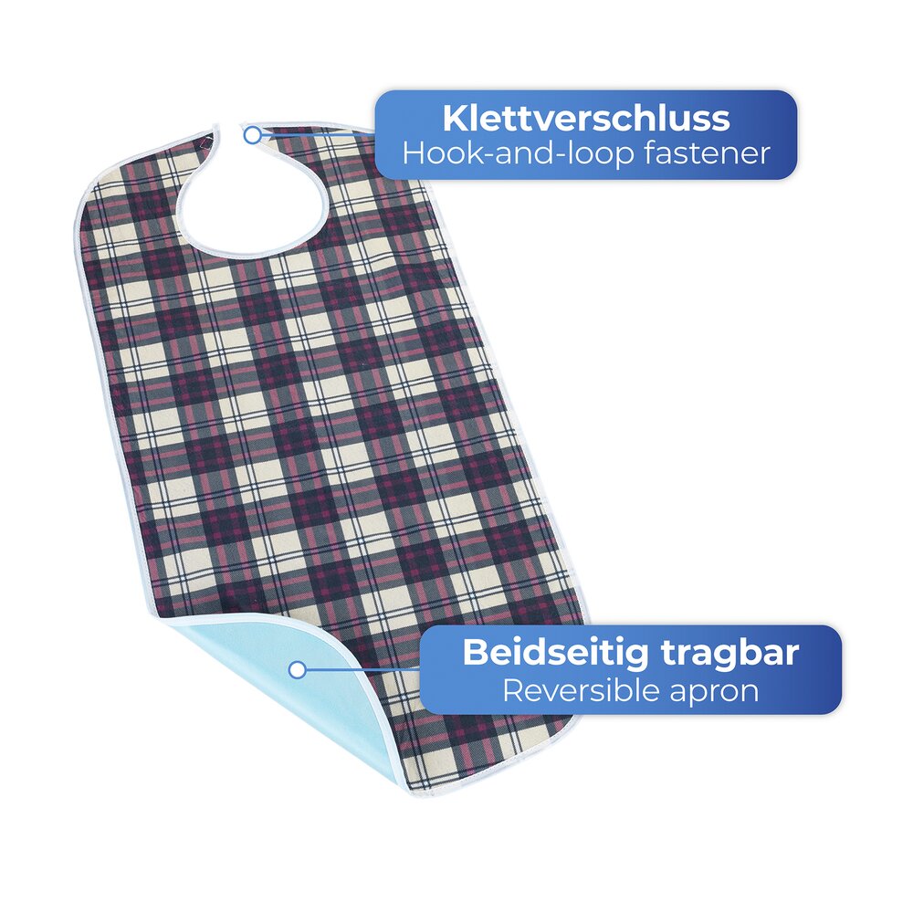 Speiseschürze, braun-rot kariert  waschbar bis 60 °C