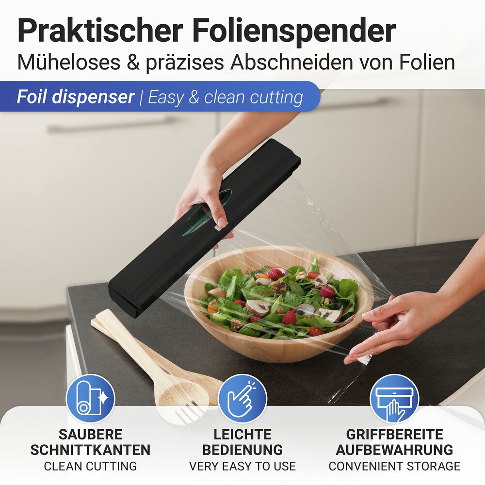 Folienschneider Mod. Perfect Cutter Schwarz  für Frischhaltefolie und Alufolie