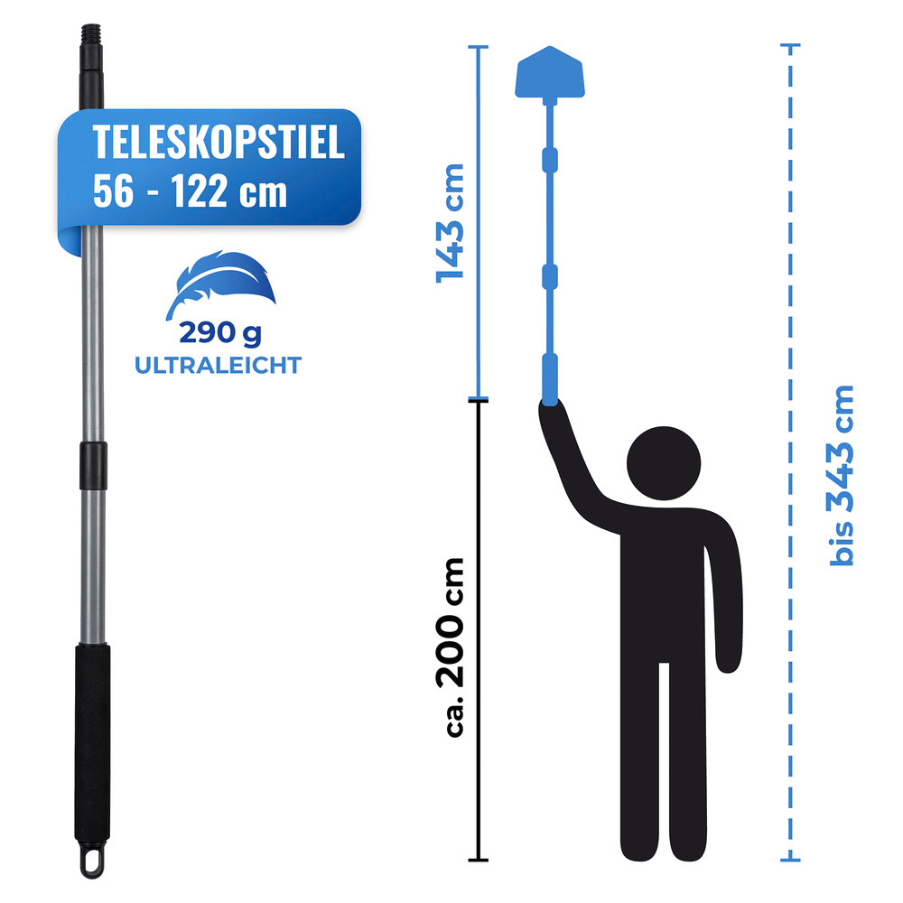 Mod. Triangel-Wischer mit Teleskopstiel  360° Duo-Knickgelenk