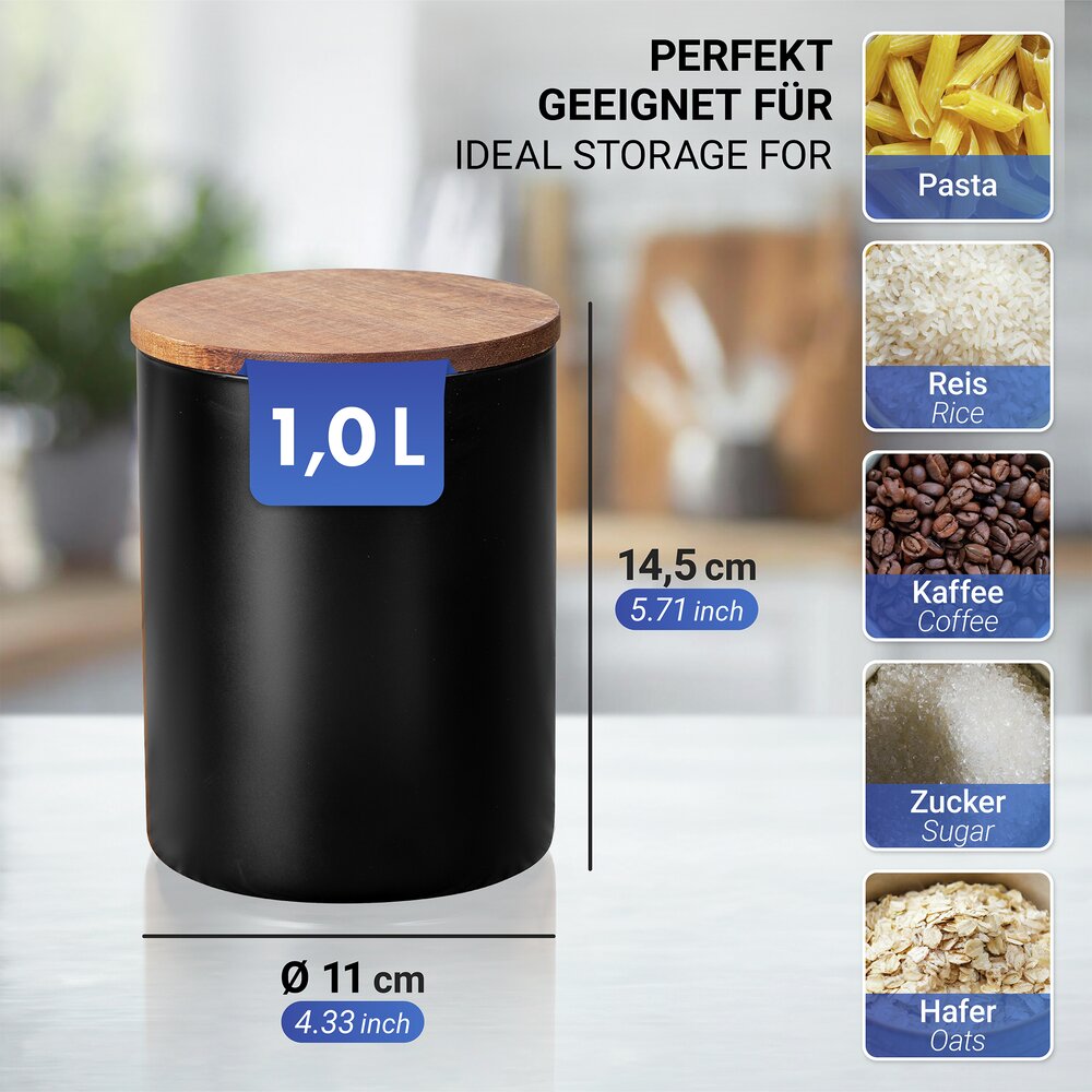 Opbergpot Mio zwart 1,0 liter