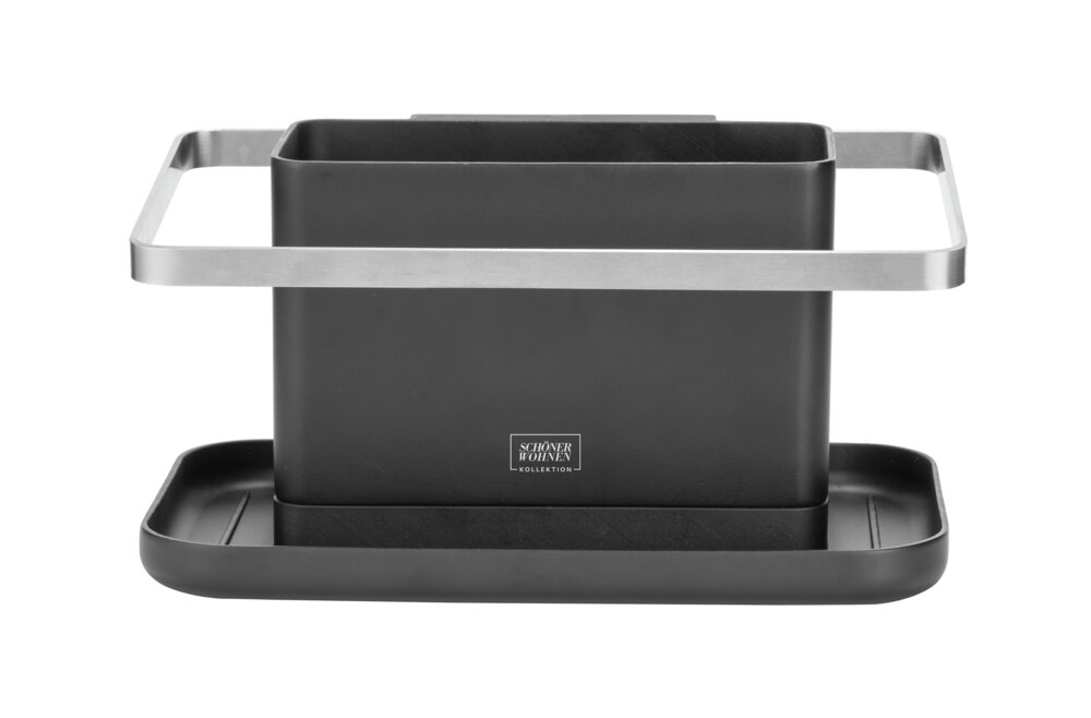 Organisateur Mod. Stella, noir, plastique, acier, 20x10x11,5 cm  avec bac d'égouttage amovible