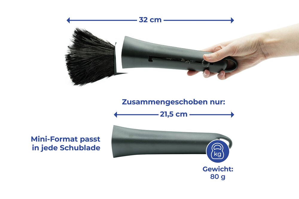 Einschiebbarer Straußenfeder-Wedel  wie ein Staubmagnet