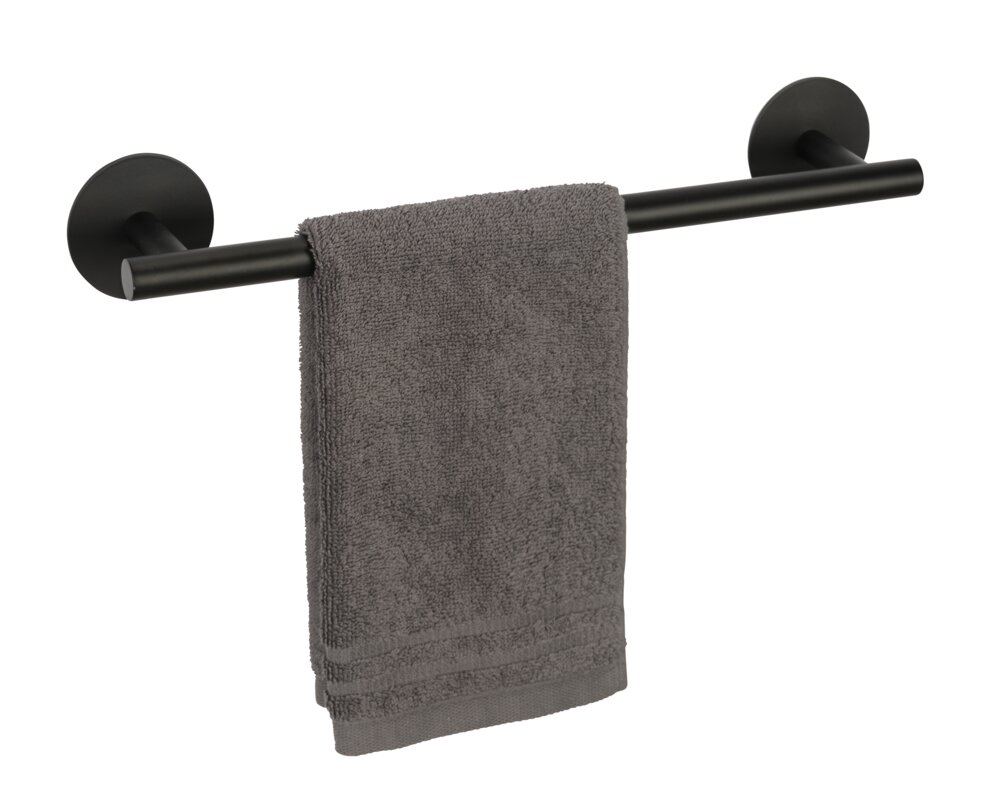 Badetuchstange Uno Mod. MELETO Schwarz, 40 cm  zum Kleben oder Bohren