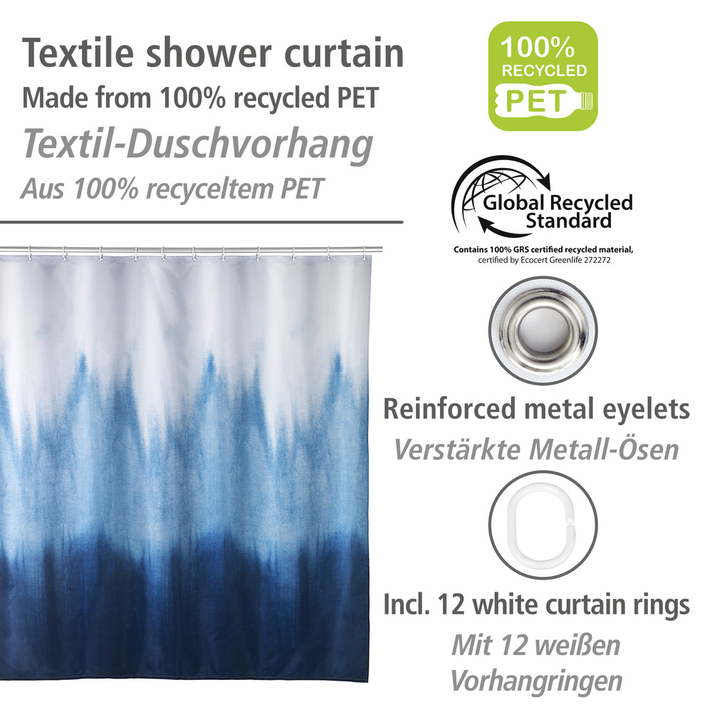 Duschvorhang Mod. Alara  180 x 200 cm, Textil (100 % recyceltes Polyester)