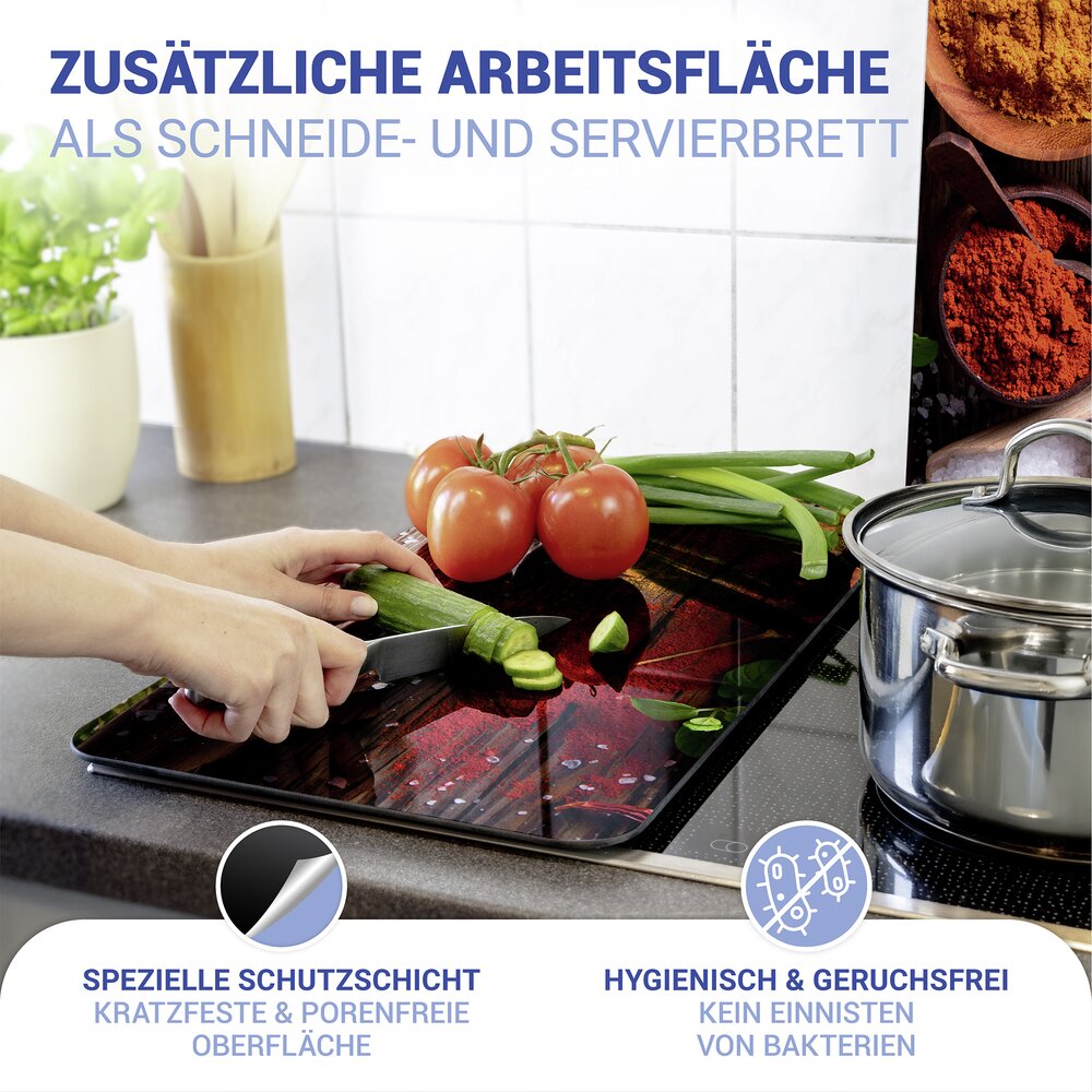 Herdabdeckplatte Universal Mod. Gewürze, 2er Set  für alle Herdarten geeignet