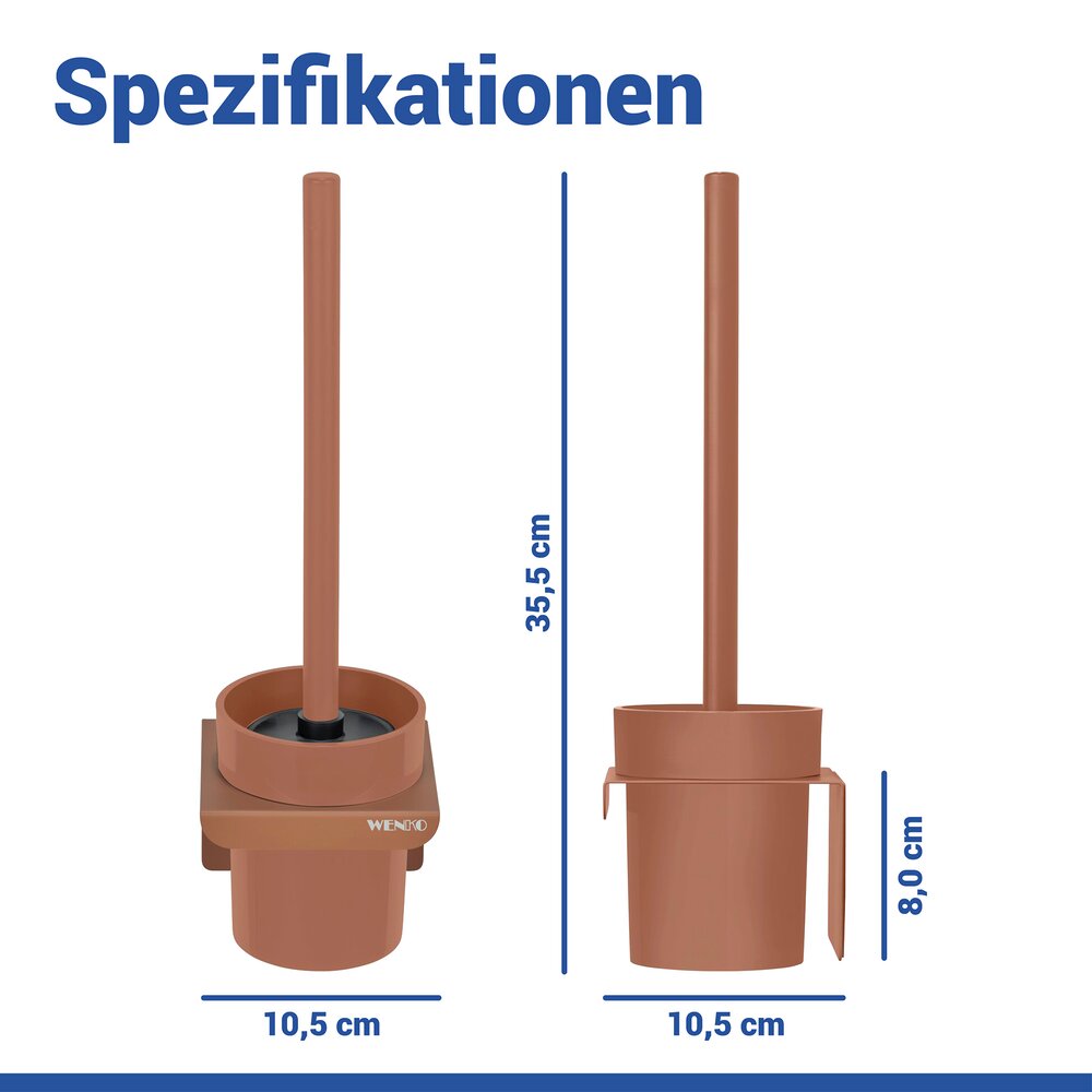 Turbo-Loc® WC-Garnitur Mod. Lizan Braun  mit Silikon-Bürstenkopf, Befestigen ohne Bohren