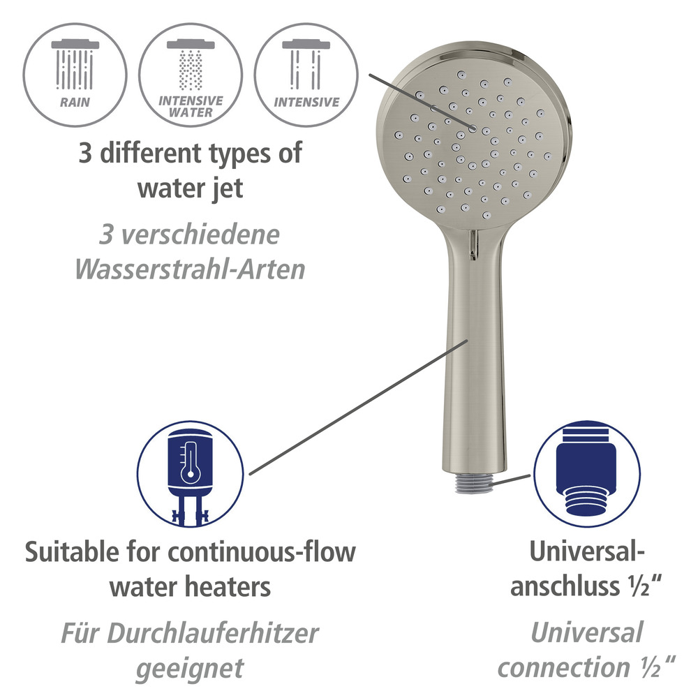 Brauseset Young Edelstahl gebürstet  Länge Stange: 66 cm