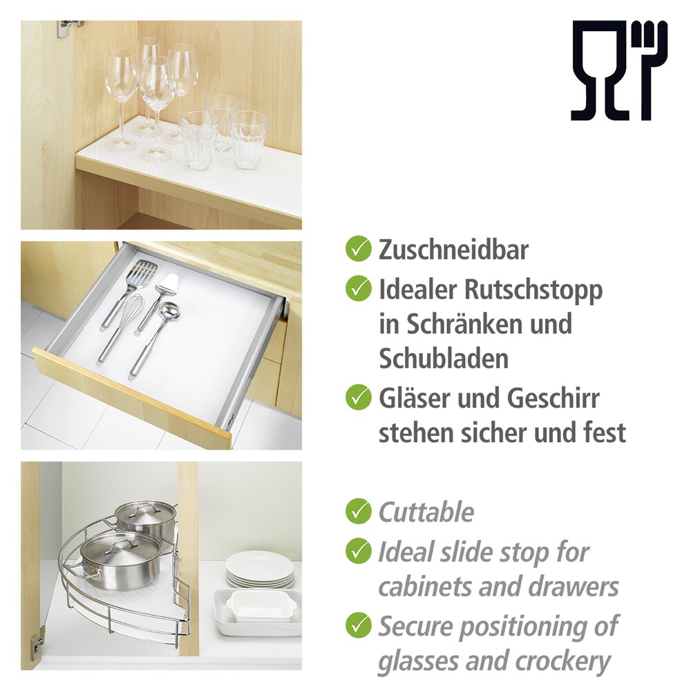 Anti-Rutsch-Matte 150x50cm, weiß, EVA, Noppen, 3er Set  geräuschdämpfend und zuschneidbar