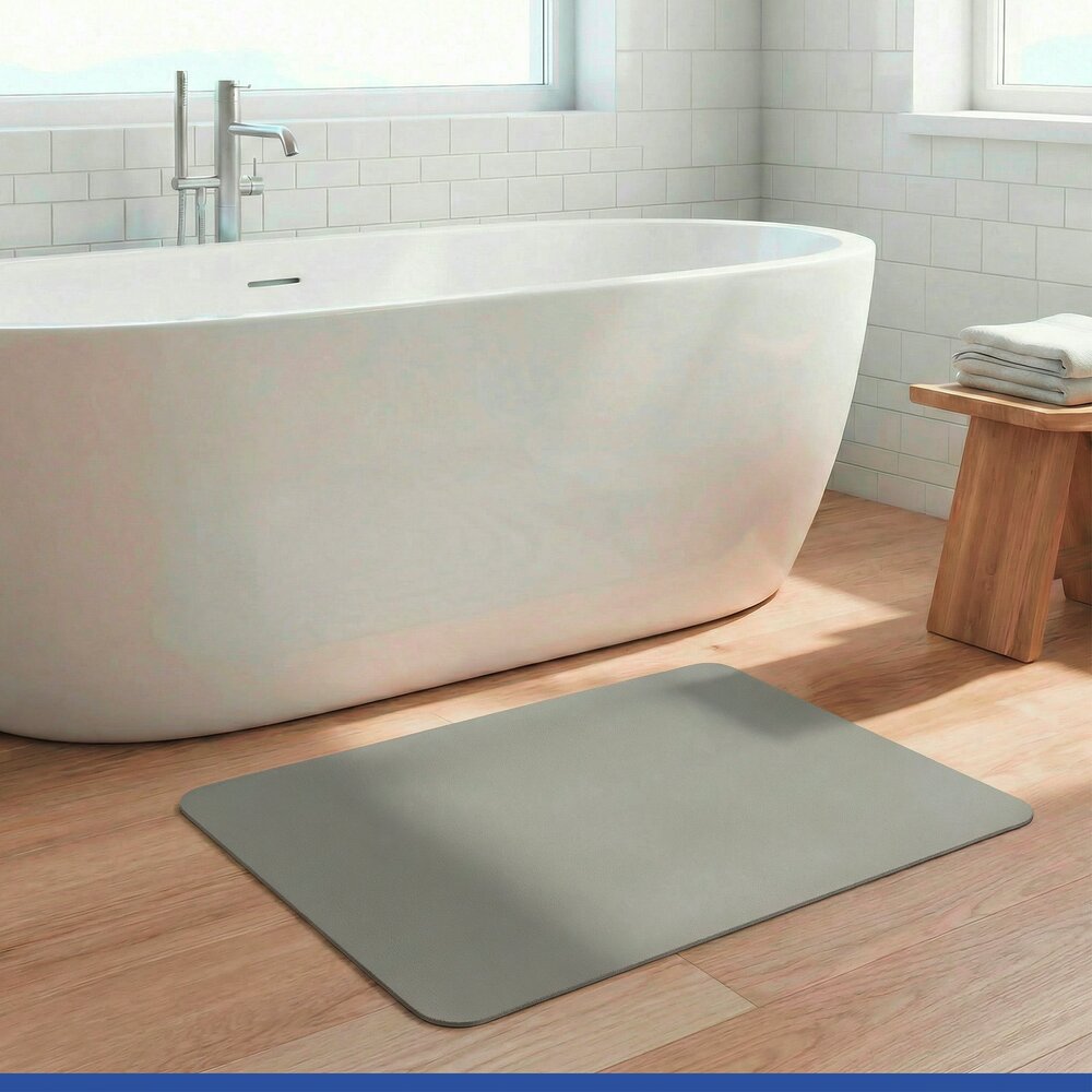 Schnelltrocknende Badematte Grün, 40 x 60  rutschfest, mit wasserdichter Unterseite