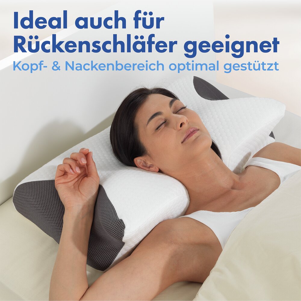 Seitenschläfer-Nackenstützkissen Mod. Visco  Seitenschläfer Kopfkissen mit Arm-Komfortzone