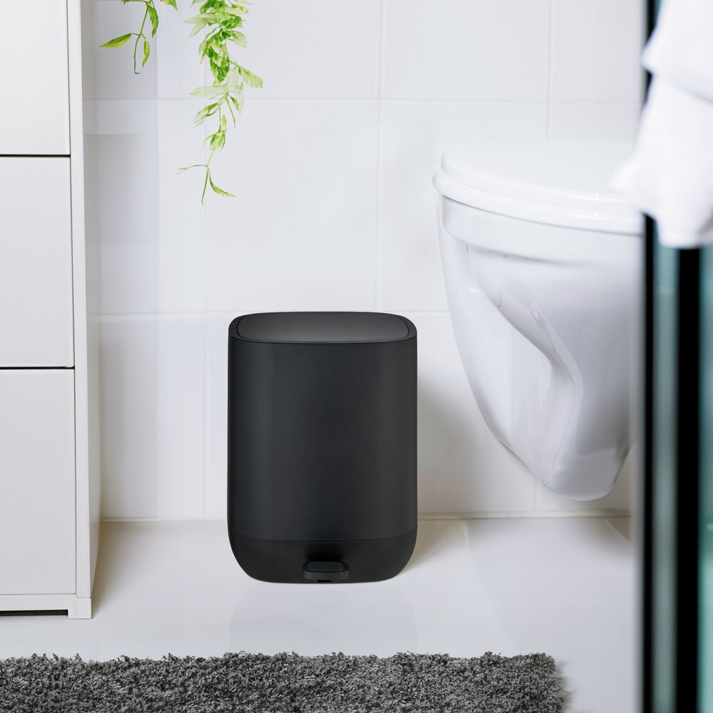Treteimer Mod. Davos, Schwarz 6,5 L  Kosmetikeimer, Abfalleimer