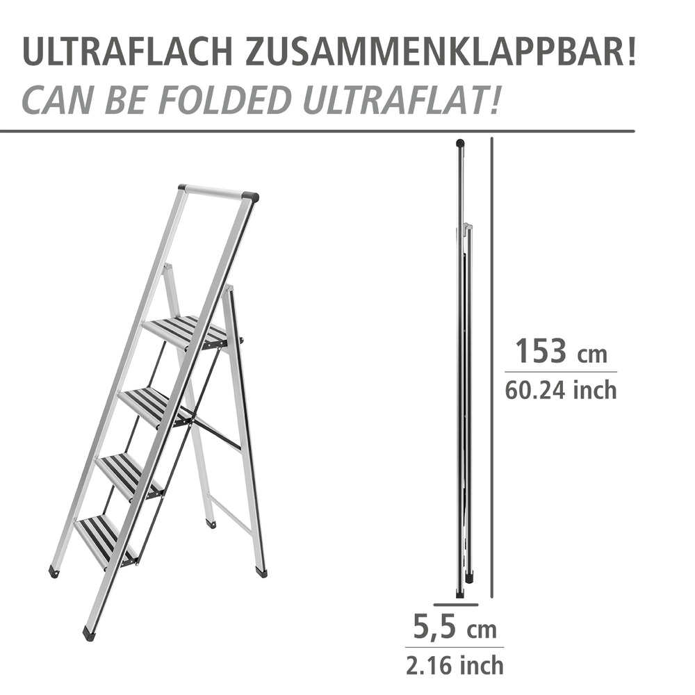 Alu-Design Klapptrittleiter 4-stufig  Haushaltsleiter