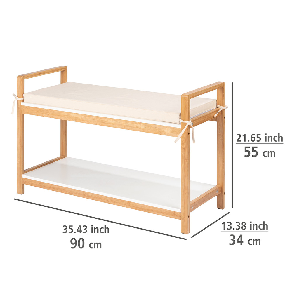 Schuhbank mit Sitzpolster Finja  aus Bambus/MDF