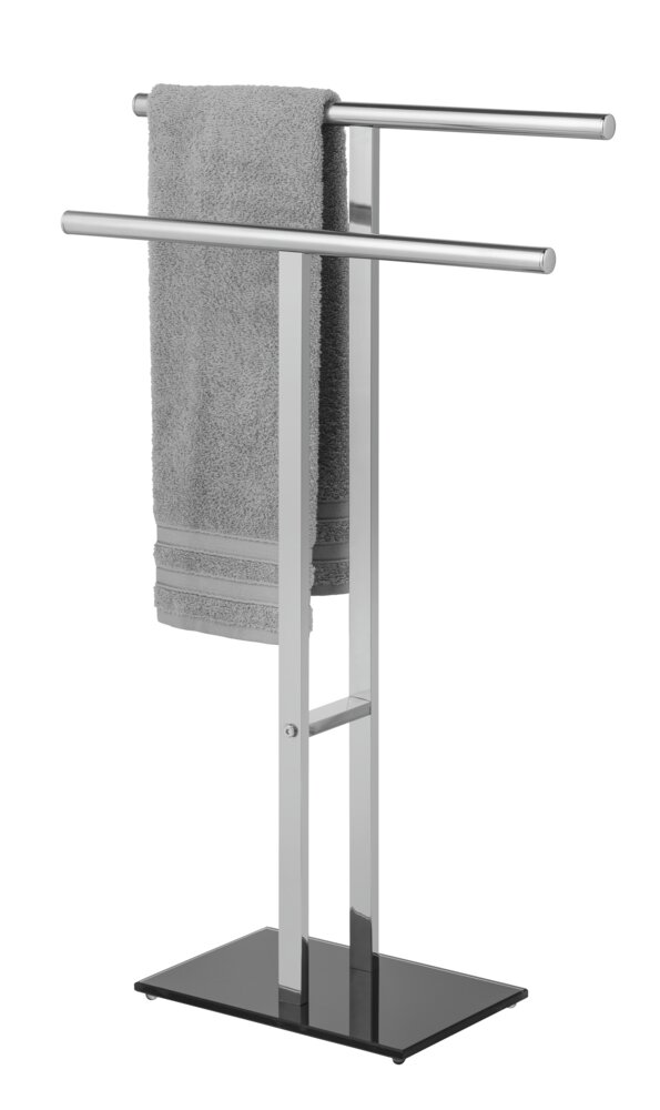 Stand Handtuchhalter T-Form Mod. Lava  Glänzender Edelstahl mit schwerer Glasplatte
