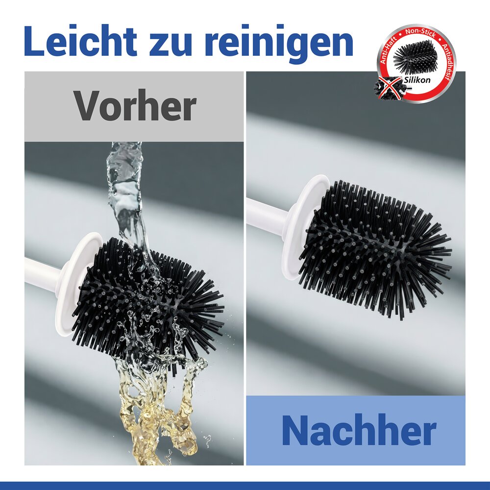 Turbo-Loc® WC-Garnitur Mod. Lizan Weiß  mit Silikon-Bürstenkopf, Befestigen ohne Bohren