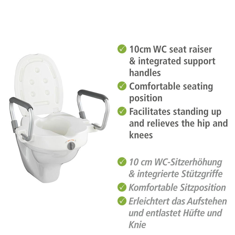 WC-Sitz Erhöhung mit Stützgriffen Mod. Secura  mit Easy-Close Absenkautomatik