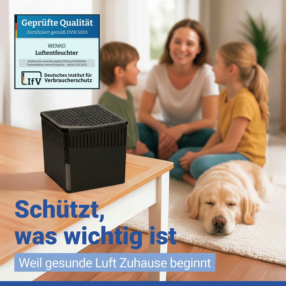 Luchtontvochtiger Mod. Cube Zwart 1000 g, 4 navullingen