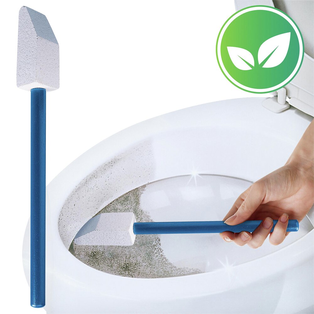 Toilettenreiniger Spezial, 3er Set  mit abgeschrägten Bimsstein und Holzgriff