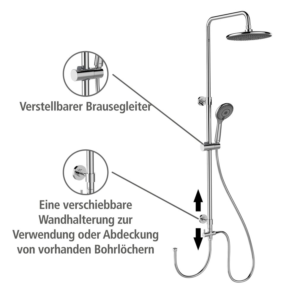 Waterbesparend chromen douchesysteem