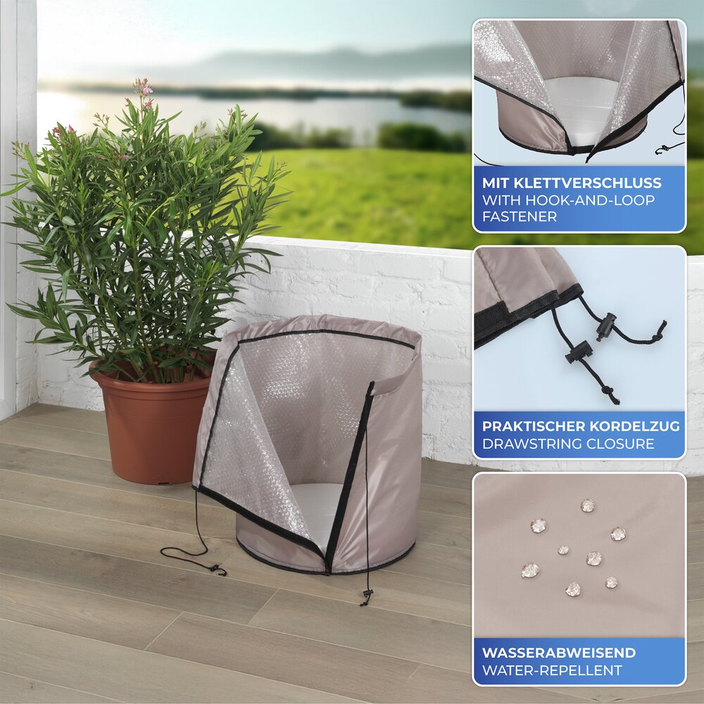 Sac thermique pour pots, beige, polyester, Ø45x55 cm  protège contre le gel