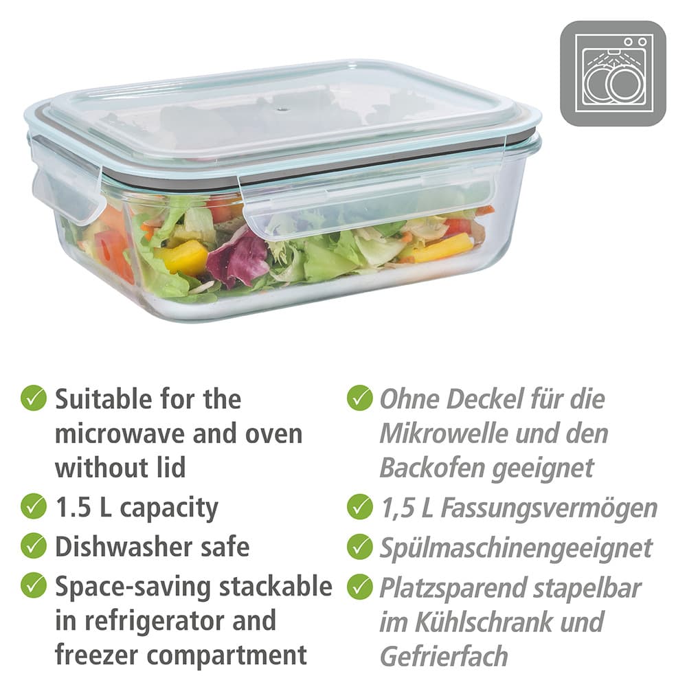 Glas Frischhaltedose Mod. Pacu 1,5 L  Aufbewahrungsdose zum Zubereiten und Einfrieren