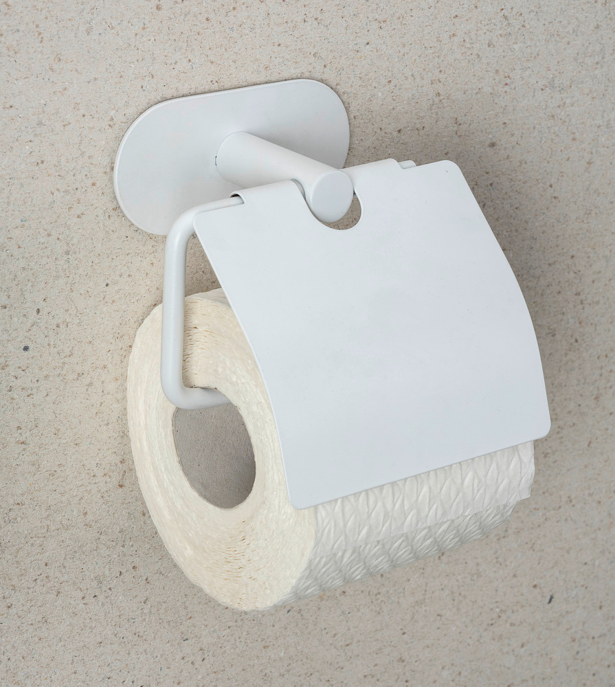 Turbo-Loc® Toilettenpapierhalter mit Deckel Mod. Orea White matt  aus rostfreiem Edelstahl