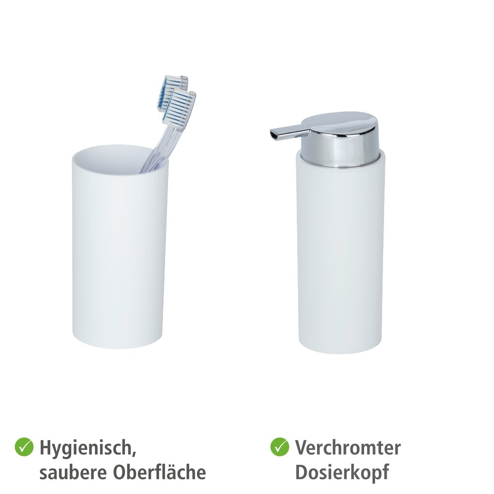 4-teiliges Bad-Accessoire-Set Mod. Calvo aus Kunststoff in Weiß-matt  4-teilig, aus Kunststoff