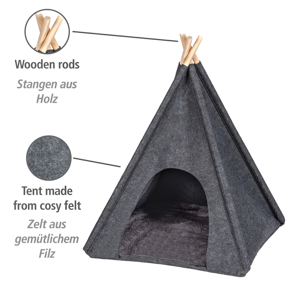 Filz-Tierbett Mod. Tipi Anthrazit  45 x 45 x 60 cm