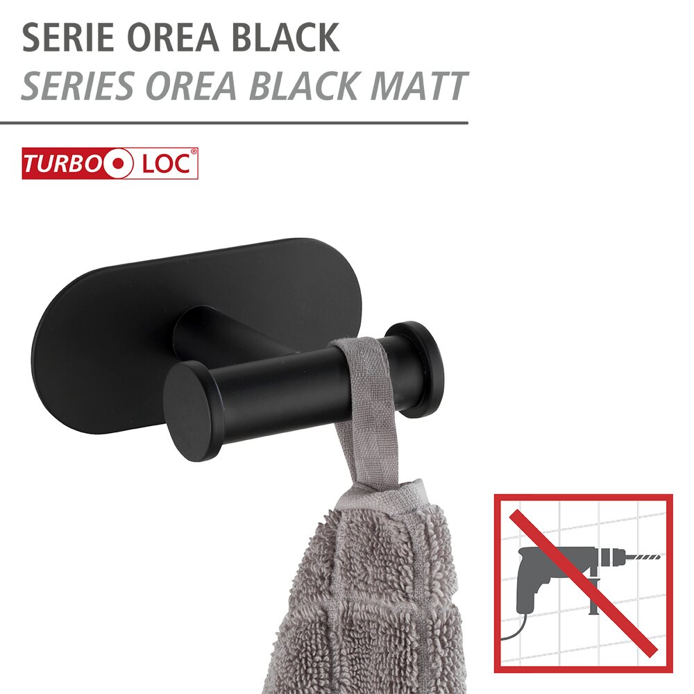 Turbo-Loc® wandhaak Mod. Orea Duo Zwart Mat