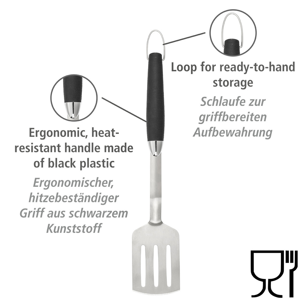 Pfannenwender BBQ  aus rostfreiem Edelstahl und TPR-Kunststoff