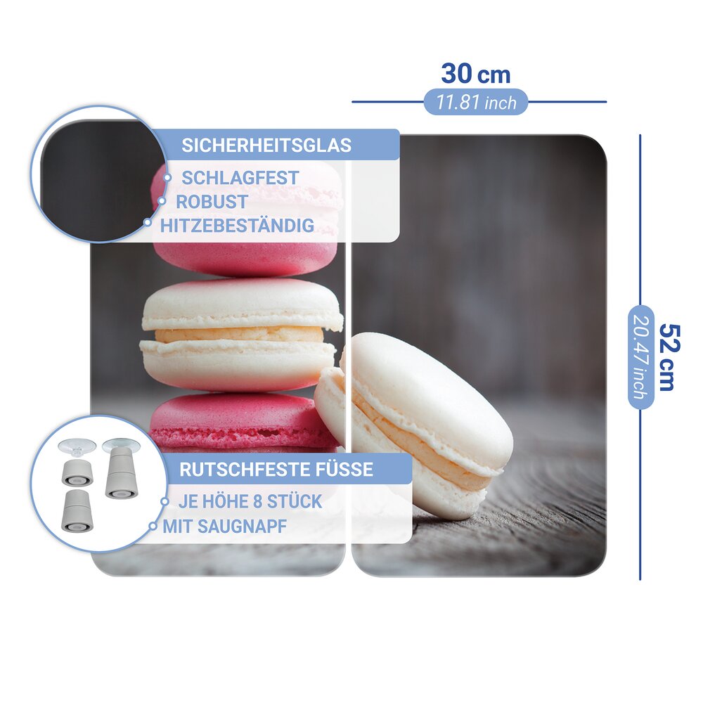 Plaque de Recouvrement Universelle Mod. Macarons, set de 2  pour tous les types de cuisinières
