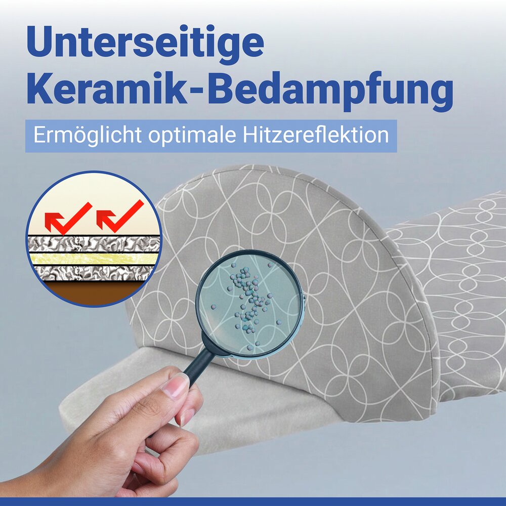 Bügelbrettbezug Mod. Keramik M, Kreise  passend bis 131 x 45 cm, bis zu 70 % Zeitersparnis