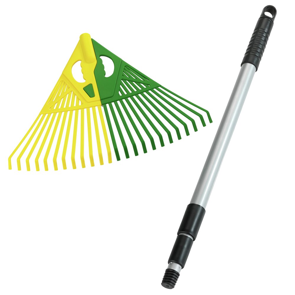 Laubrechen 3in1 mit Teleskopstiel  extra breite Aufnahmefläche