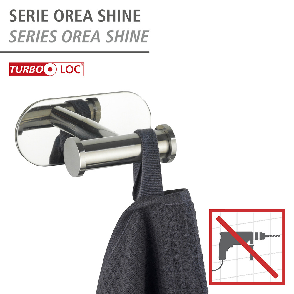 Turbo-Loc® Edelstahl Wandhaken Mod. Orea Duo Shine  Befestigen ohne bohren