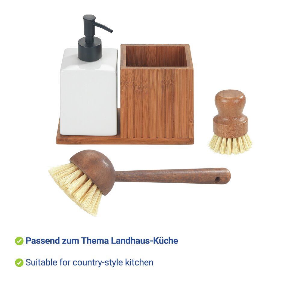 Spülset, 4-tlg.  Spülmittelspender mit Utensilienhalter und Spülbürsten
