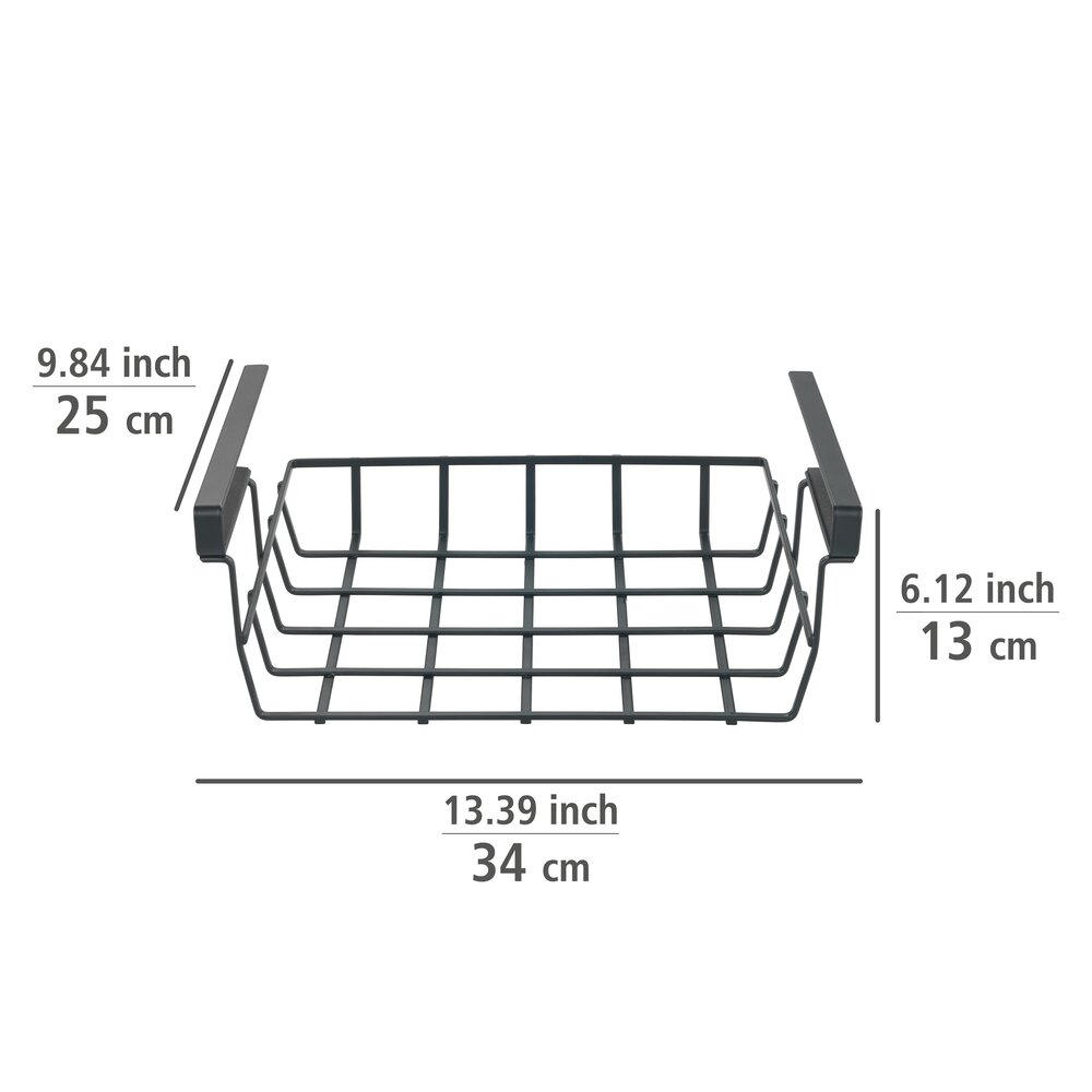 Panier d'accrochage d'étagère Klea Noir  pour armoire de cuisine ou armoire à vêtements