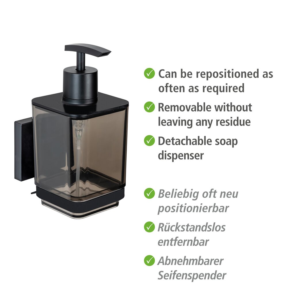 Vacuum-Loc® Seifenspender Mod. Quadro Schwarz  Befestigen ohne Bohren