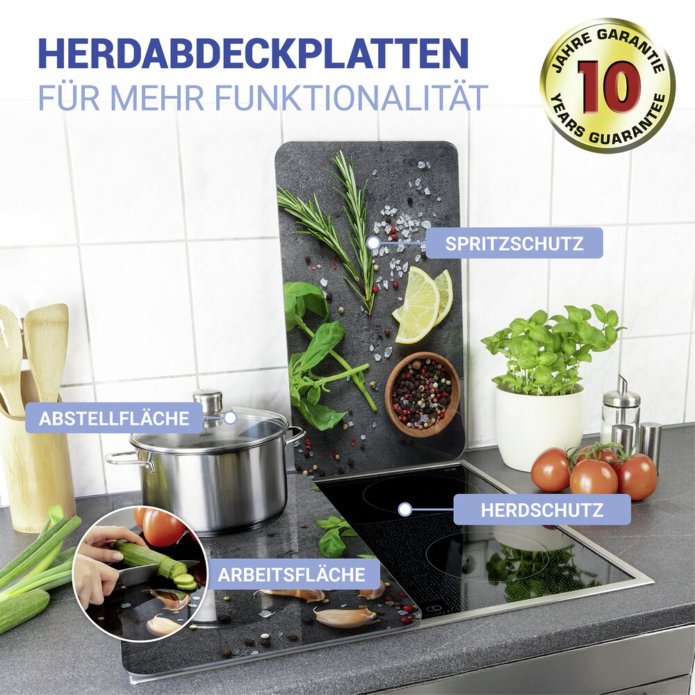 Herdabdeckplatten Universal Mod. Kräuter, 2er Set  für alle Herdarten geeignet