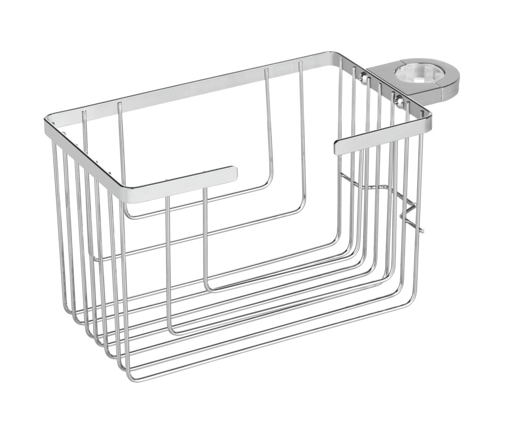 Panier pour barre de douche Mod. Valognes, Chromé, acier inoxydable, 20 x 12 x 13 cm  inoxydable, montage simple sans perçage