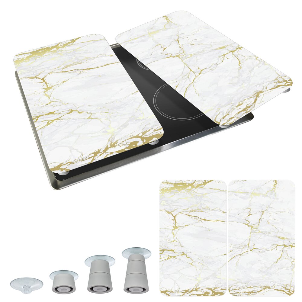 Herdabdeckplatte Universal Mod. Marmor Gold, 2er Set  für alle Herdarten geeignet