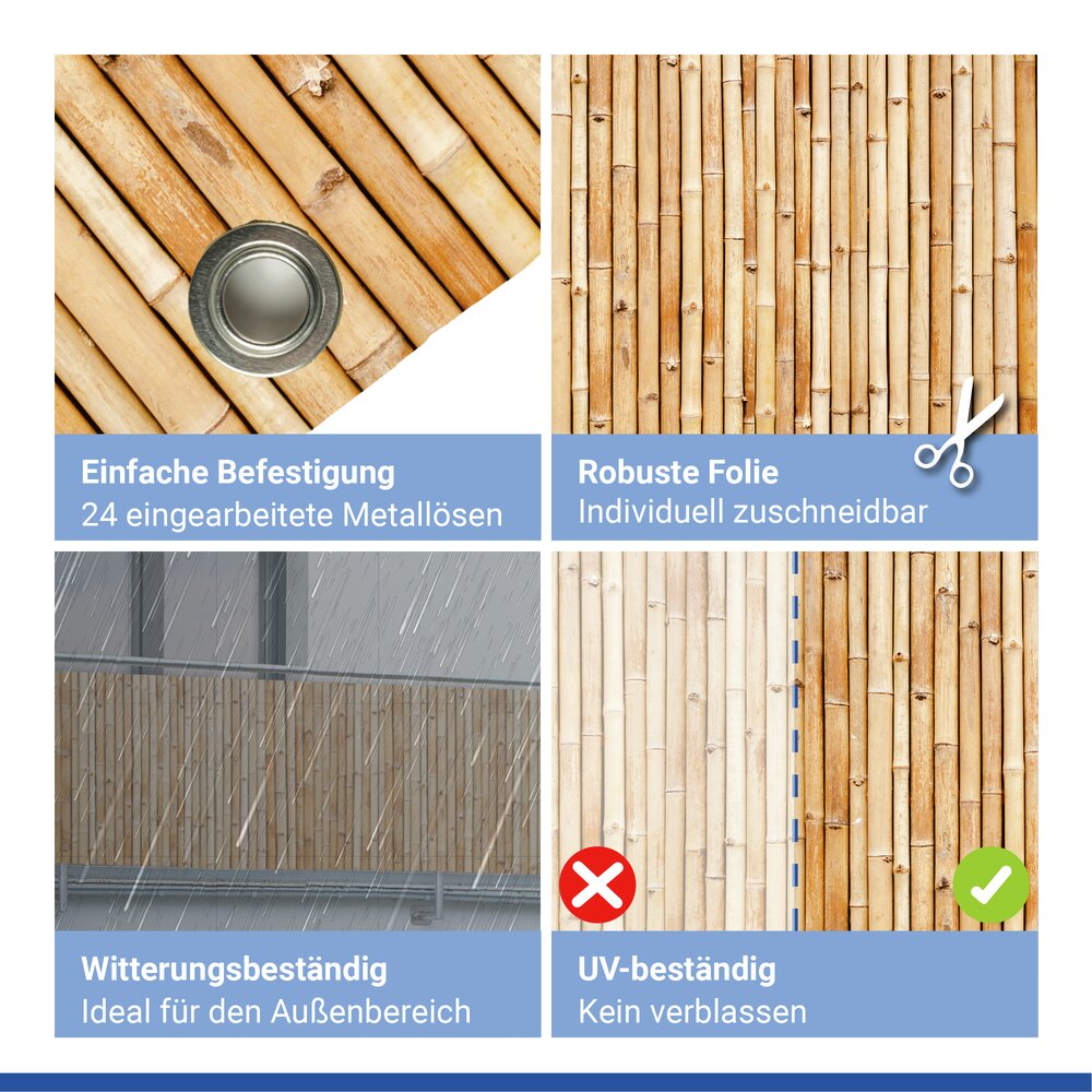 Balkon-Sichtschutz Mod. Bambus, 5 m  UV- und witterungsbeständig