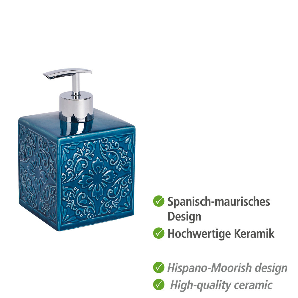 Seifenspender Mod. Cordoba Blau  hochwertige Keramik, 500 ml