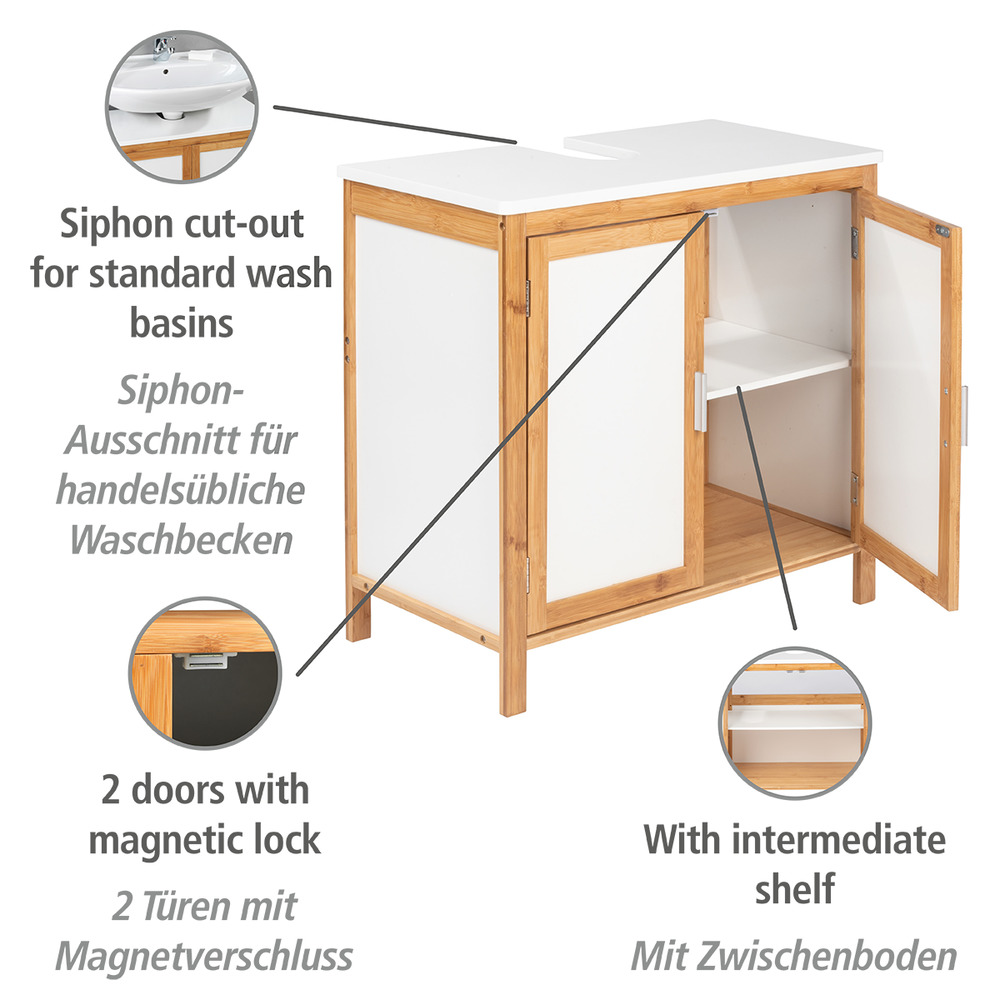 Waschbeckenunterschrank Mod. Finja  Waschbecken-Unterregal aus Bambus/MDF