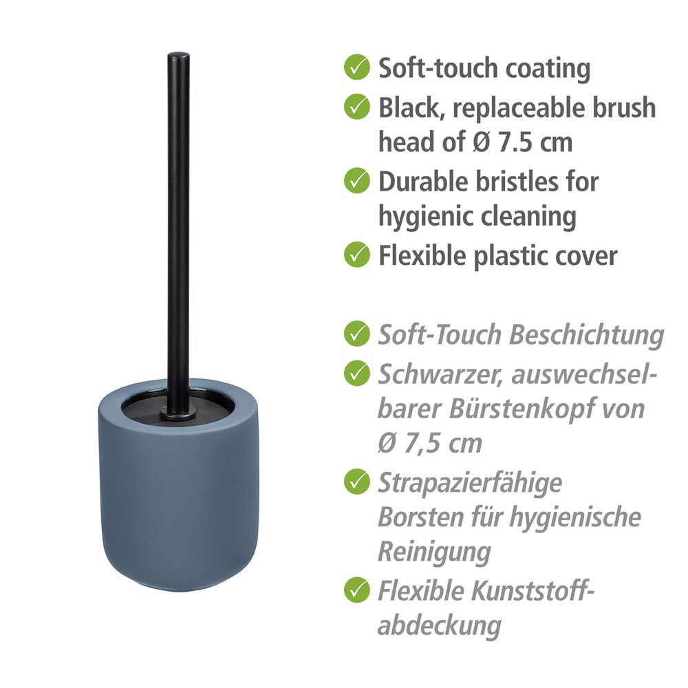 Porte brosse WC céramique avec brosse WC noire, Avellino, bleu  Porte-brosse